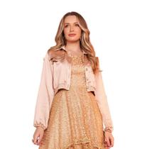 Jaqueta bomber com tecido acetinado fascinius