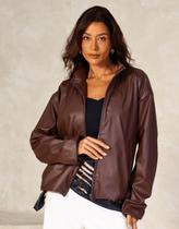 Jaqueta Bomber Couro Premium Forrada Luxo Cor:MarromTamanho:M