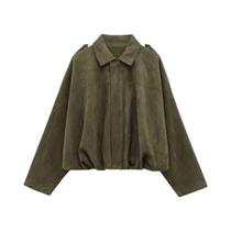 Jaqueta Bomber De Camurça plus Size Feminina Com Manga Longa E Estilo Cropped Para Primavera