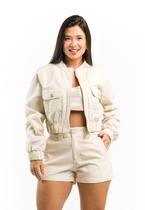 Jaqueta Bomber de Linho Premium Feminina com Ziper