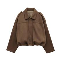 Jaqueta Bomber De Suede plus Size Para Mulheres, Casaco De Manga Longa, Moda De Primavera