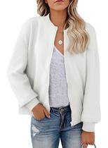 Jaqueta Bomber EVALESS, roupa leve feminina, branca, grande