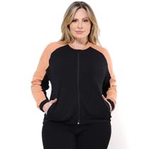 Jaqueta bomber fem plus size em moletom stretch - malwee Jaqueta bomber fem plus size em moletom stretch - malwee