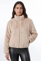Jaqueta bomber feminina de pelúcia gola alta 61250 -