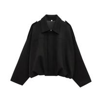 Jaqueta Bomber Feminina Oversize De Camurça Cropped Com Zíper E Manga Longa Para Meia Estação Jaqueta Bomber Feminina Oversize De Camurça Cropped Com Zíper E Manga Longa Para Meia Estação