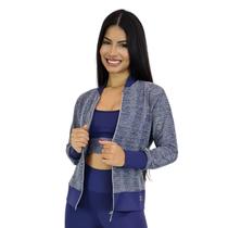 Jaqueta Bomber Feminina Plus Size em Renda com Zíper Azul Marinho Jaqueta Bomber Feminina Plus Size em Renda com Zíper Azul Marinho