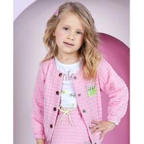Jaqueta Bomber Infantil Menina Matelassê Rosa - Momi