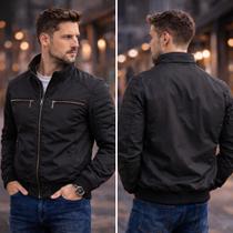 Jaqueta Bomber Masculina Dupla Face Corta Vento Impermeável Forrada Inverno 2 Em 1 Casaco De Frio Pr