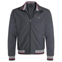 Jaqueta Bomber Masculina Plus Size Enrico Rossi com Zíper Preto e Cinza Jaqueta Bomber Masculina Plus Size Enrico Rossi com Zíper Preto e Cinza