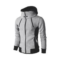 Jaqueta Bomber Masculina Slim Fit Com Capuz De Moletom, Zíper, Casual, Outono Inverno, Gola