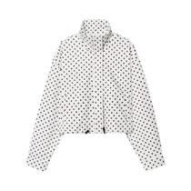 Jaqueta Bomber Oversized Com Estampa De Poá Para Mulheres, Com Zíper, Solta, Para O Meio Do Ano