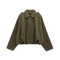 Jaqueta Bomber Oversized Feminina Em Suede Sintético, Casaco Estilo Varsity Para Streetwear