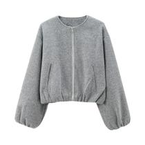 Jaqueta Bomber Oversized Feminina, Manga Longa, Com Zíper Frontal, Moda Chic Para O Dia a Dia Jaqueta Bomber Oversized Feminina, Manga Longa, Com Zíper Frontal, Moda Chic Para O Dia a Dia