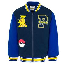 Jaqueta Bomber Pokémon Pikachu para meninos azul marinho de 10 a 12 anos