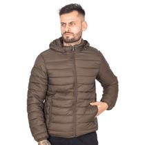 Jaqueta Bomber Puffer Nylon Peluciada Masculina Lisa Capuz