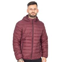 Jaqueta Bomber Puffer Nylon Peluciada Masculina Lisa Capuz