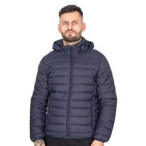 Jaqueta Bomber Puffer Nylon Peluciada Masculina Lisa Capuz