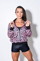 Jaqueta bomber rosê estampado onça