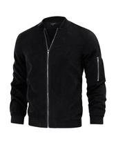 Jaqueta Bomber TURETRENDY leve à prova de vento em camurça sintética masculina Jaqueta Bomber TURETRENDY leve à prova de vento em camurça sintética masculina