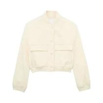 Jaqueta Bomber Vintage Feminina De Manga Longa Casual Estilo Streetwear Com Zíper E Lapela Elegante Jaqueta Bomber Vintage Feminina De Manga Longa Casual Estilo Streetwear Com Zíper E Lapela Elegante