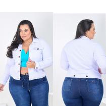 Jaqueta Branca Feminina Plus Size Jeans Tamanhos Grande Premium