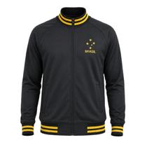 Jaqueta Brasil Olden Estrelas Preto e Dourado - Masculino Tamanho:GCor:Preto Jaqueta Brasil Olden Estrelas Preto e Dourado - Masculino Tamanho:GCor:Preto