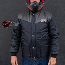 Jaqueta California Racing Tradicional Masculina Preta Cinza Jaqueta California Racing Tradicional Masculina Preta Cinza