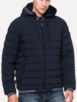 Jaqueta Calvin Klein Masculina Hoodie Matelassê Stripes Azul Marinho