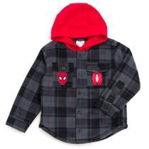 Jaqueta Camisa Marvel Spider-Man Xadrez com Capuz e Forro de Fleece