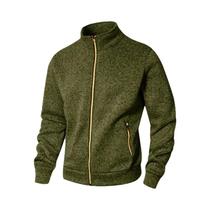 Jaqueta Cardigã Masculina Leve Com Gola Alta E Zíper, Manga Longa, Cor Sólida, Casual, Estilo