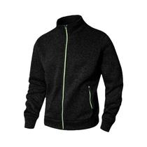 Jaqueta Cardigã Masculina Leve Com Gola Alta E Zíper, Manga Longa, Cor Sólida, Casual, Estilo