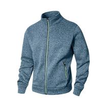 Jaqueta Cardigan Masculina Leve Com Gola Alta E Zíper, Manga Longa, Cor Sólida, Casual, Estilo