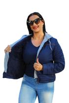 Jaqueta Casaco Feminino Nylon c/ Capuz Moletom Forrado Frio