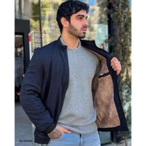 Jaqueta Casaco Forrado com Pelo Felpudo e Capuz Estilo Inverno Casual, Quente e Peluciada