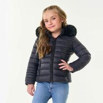 Jaqueta Casaco Infantil Menina Preto Pelinho Trick Nick