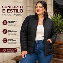 Jaqueta Casaco Plus Size Termico Inverno Leve Quente Puffer Cor:PretoTamanho:G