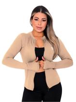 Jaqueta Casaco UV Com Ziper Proteção FPU50 Feminino Bege