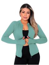 Jaqueta Casaco UV Com Ziper Proteção FPU50 Feminino Verde Menta