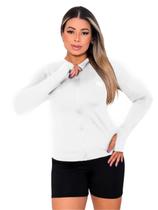 Jaqueta Casaco UV Proteção FPU50 Com Zíper Feminino Branco Jaqueta Casaco UV Proteção FPU50 Com Zíper Feminino Branco