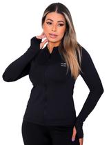 Jaqueta Casaco UV Proteção FPU50 Com Zíper Feminino Preto Jaqueta Casaco UV Proteção FPU50 Com Zíper Feminino Preto