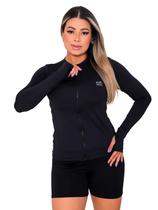 Jaqueta Casaco UV Proteção FPU50+ Com Zíper Feminino Preto Jaqueta Casaco UV Proteção FPU50+ Com Zíper Feminino Preto