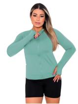 Jaqueta Casaco UV Proteção FPU50 Com Zíper Feminino Verde Menta