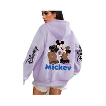 Jaqueta Casual Feminina Com Capuz E Estampa De Desenho Animado Da Disney Mickey Minnie Mouse Para