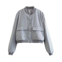 Jaqueta Casual Feminina De Manga Longa Com Bolso Moda Primavera 2023 Casaco Bomber Sólido Jaqueta Casual Feminina De Manga Longa Com Bolso Moda Primavera 2023 Casaco Bomber Sólido