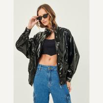 Jaqueta Colcci Bomber Vinil Black Jaqueta Colcci Bomber Vinil Black