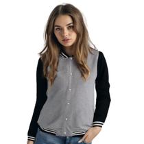 Jaqueta Colegial Moletom Feminina Lisa com Bolsos