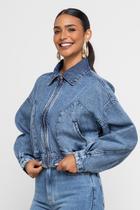 Jaqueta College Bomber Blue Indigo Escuro Jaqueta College Bomber Blue Indigo Escuro