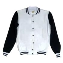 Jaqueta College Branco e Preto Moletom Blusa