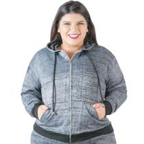 Jaqueta com Capuz Catwalk Feminina Preto Rajado