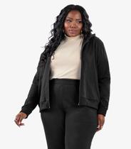 Jaqueta com Capuz em Moletom Secret Glam Preto Jaqueta com Capuz em Moletom Secret Glam Preto